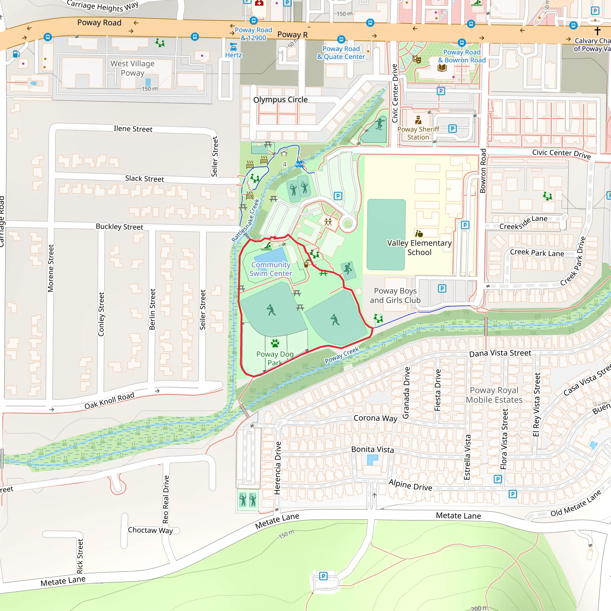 Poway Community Park Loop mobile static map