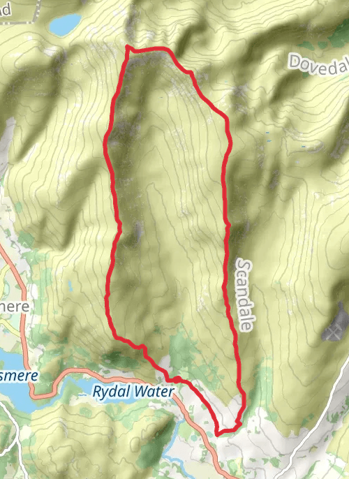 Hike on Rydal Hall and Fairfield Horseshoe mobile static map