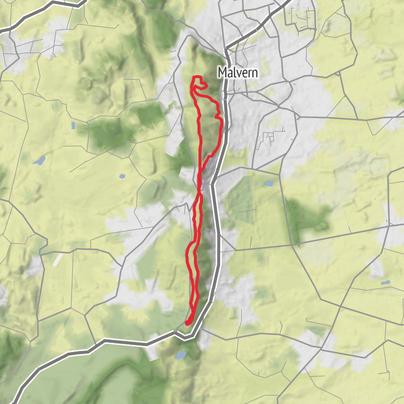 A map preview of the recording Malvern Hills National Landscape - Jul 25.
