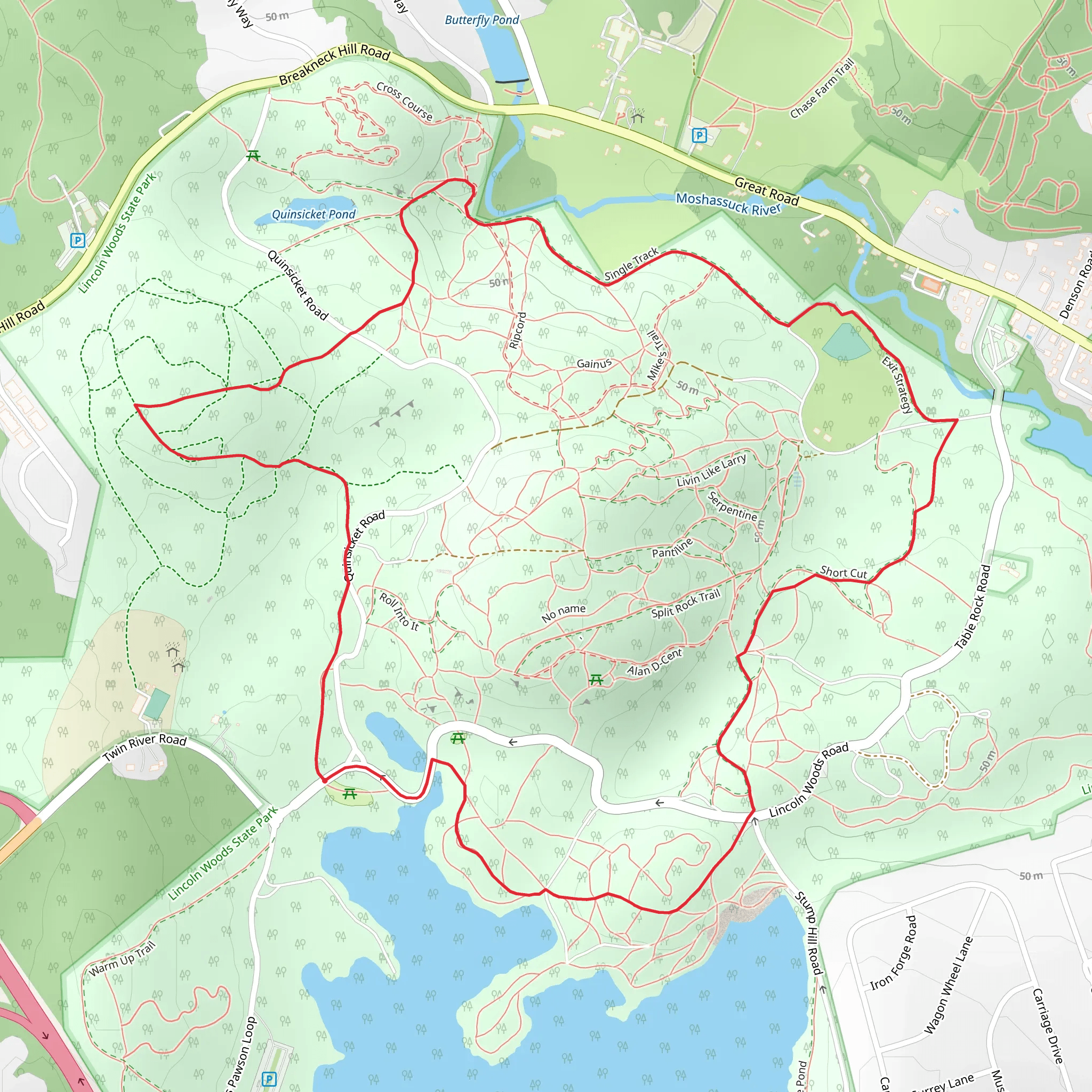 Lincoln Woods State Park Loop mobile static map