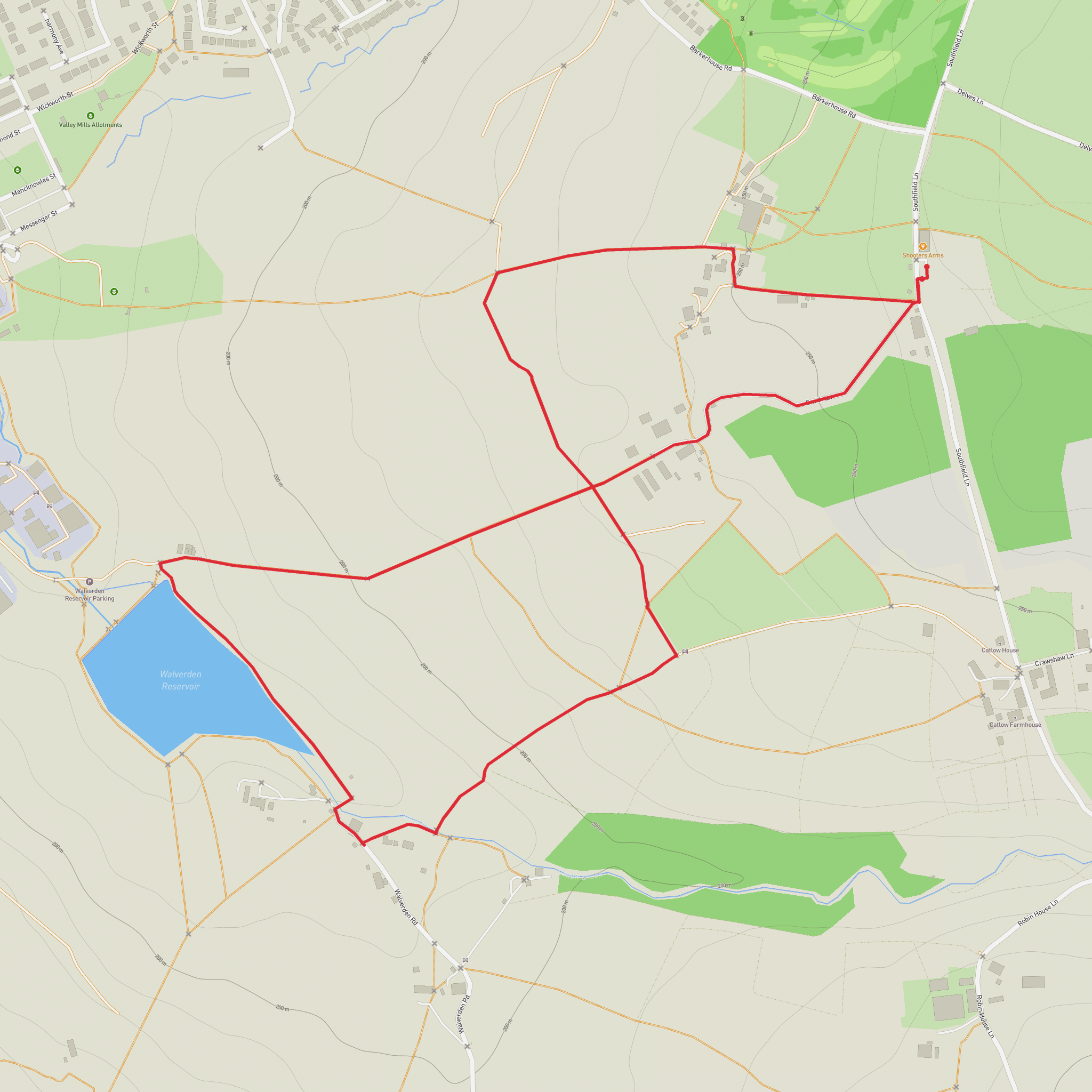Shooter's Arm's Walverden Reservoir Circular mobile static map