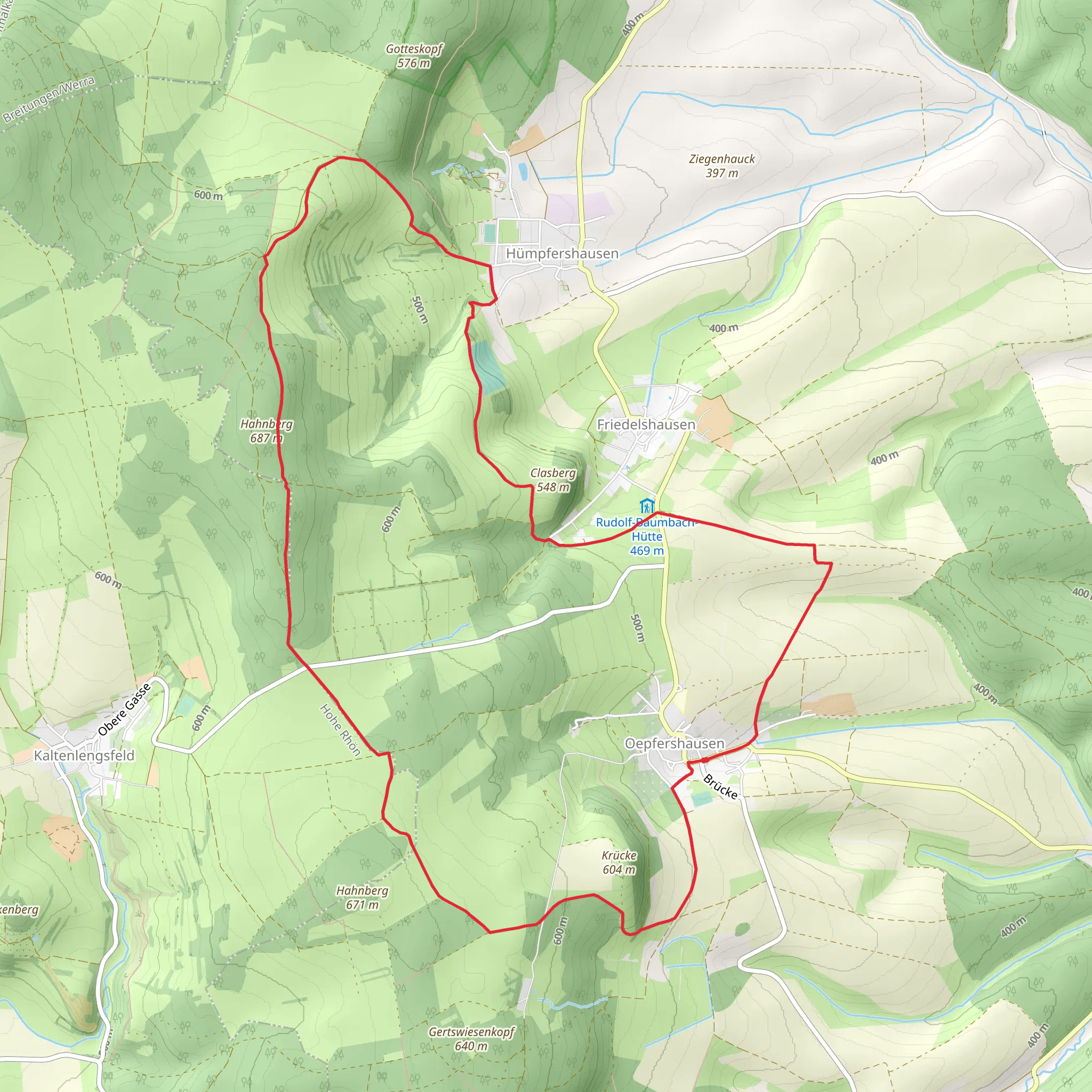 Krücke and Hahnberg Loop via Extratour Vorderrhönweg - Oesfershausen mobile static map