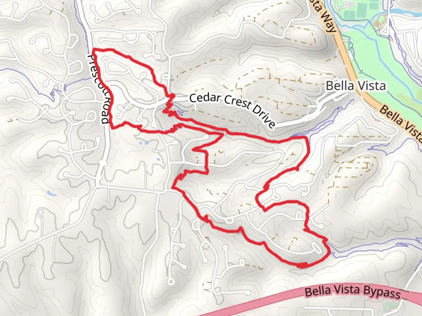 An image depicting the trail Down Under Loop and its surrounding area.