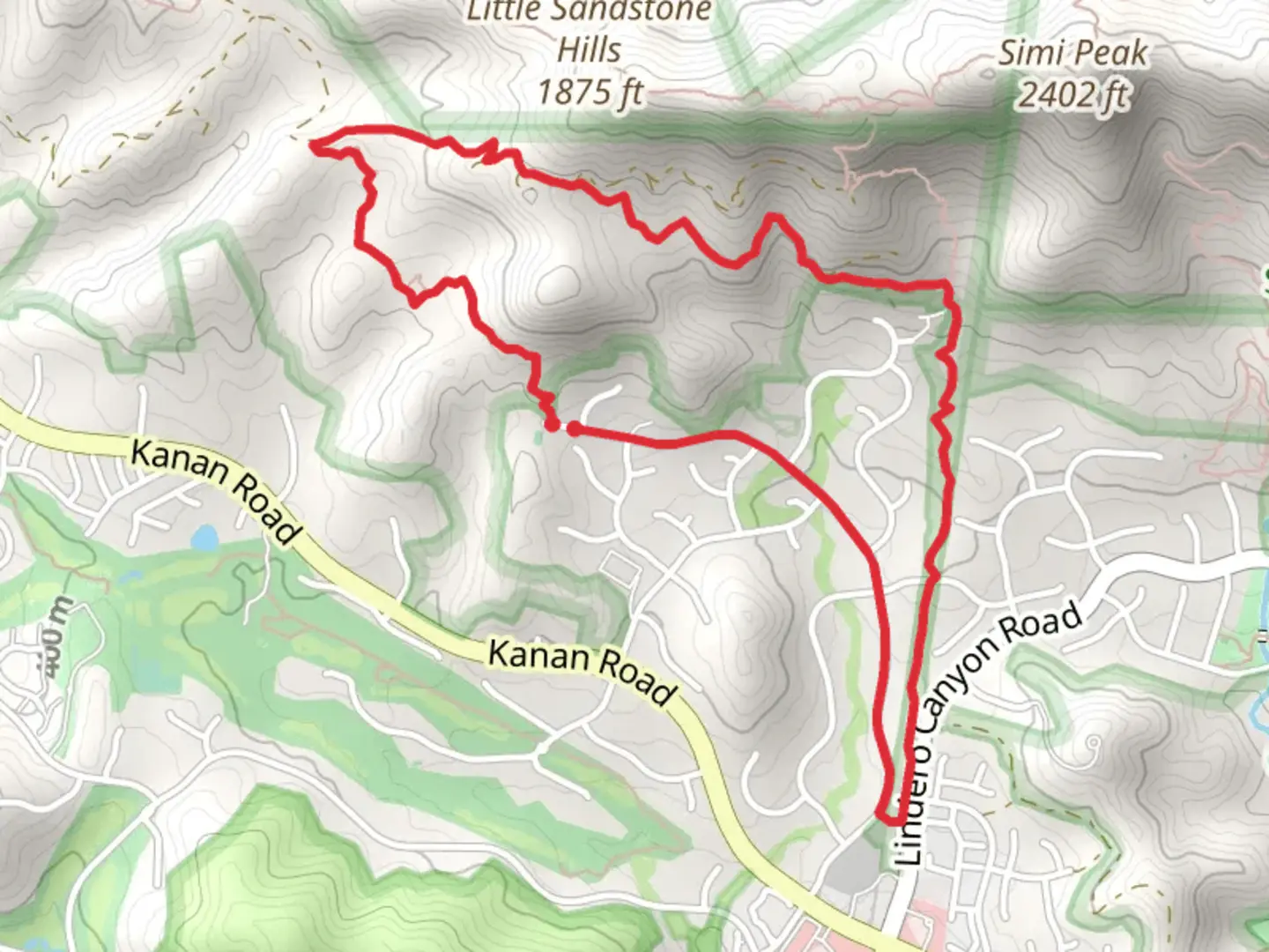 An image depicting the trail Sandstone Hills Trail and Falling Star Avenue Loop and its surrounding area.