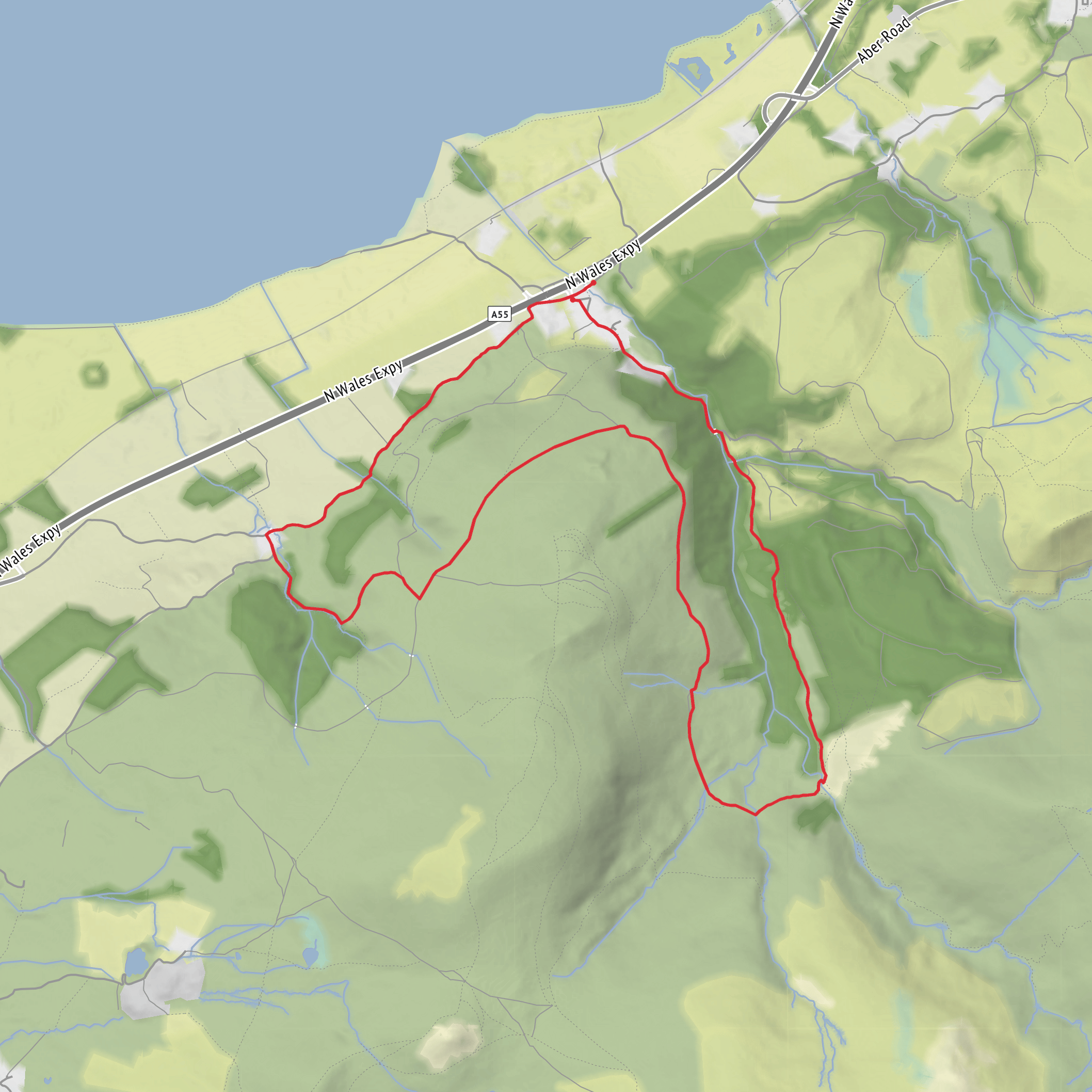 Aber Falls Pathway Loop from Abergwyngregyn mobile static map