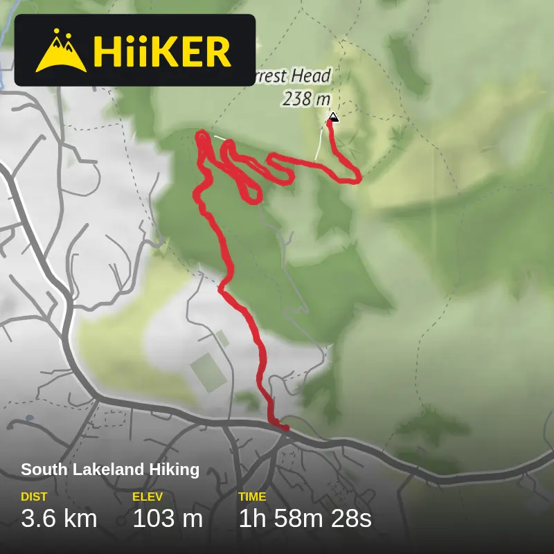 A map preview of the recording South Lakeland Hiking.
