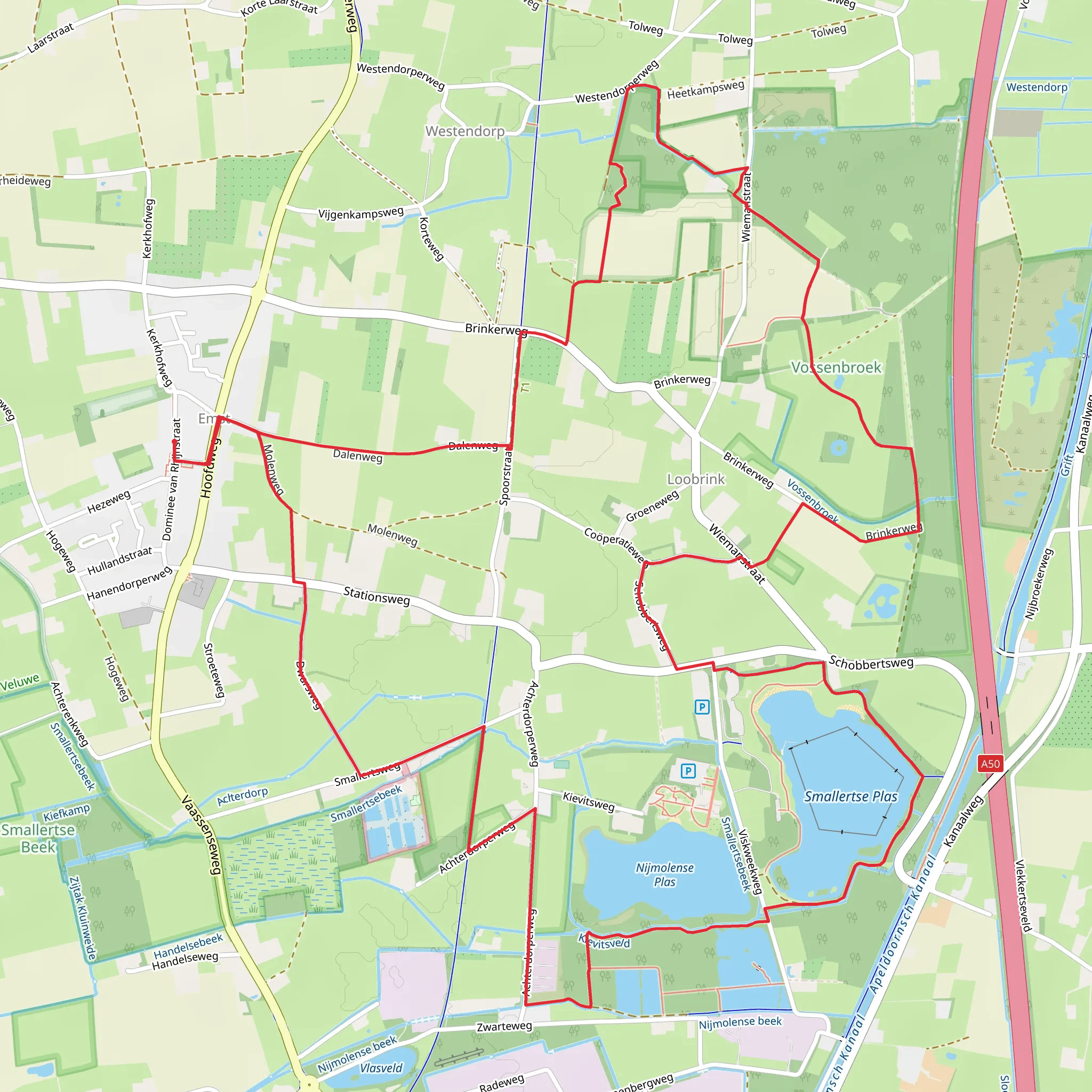 Smaalertse Plas and Nijmolense Plas via Loobrinkerpad mobile static map