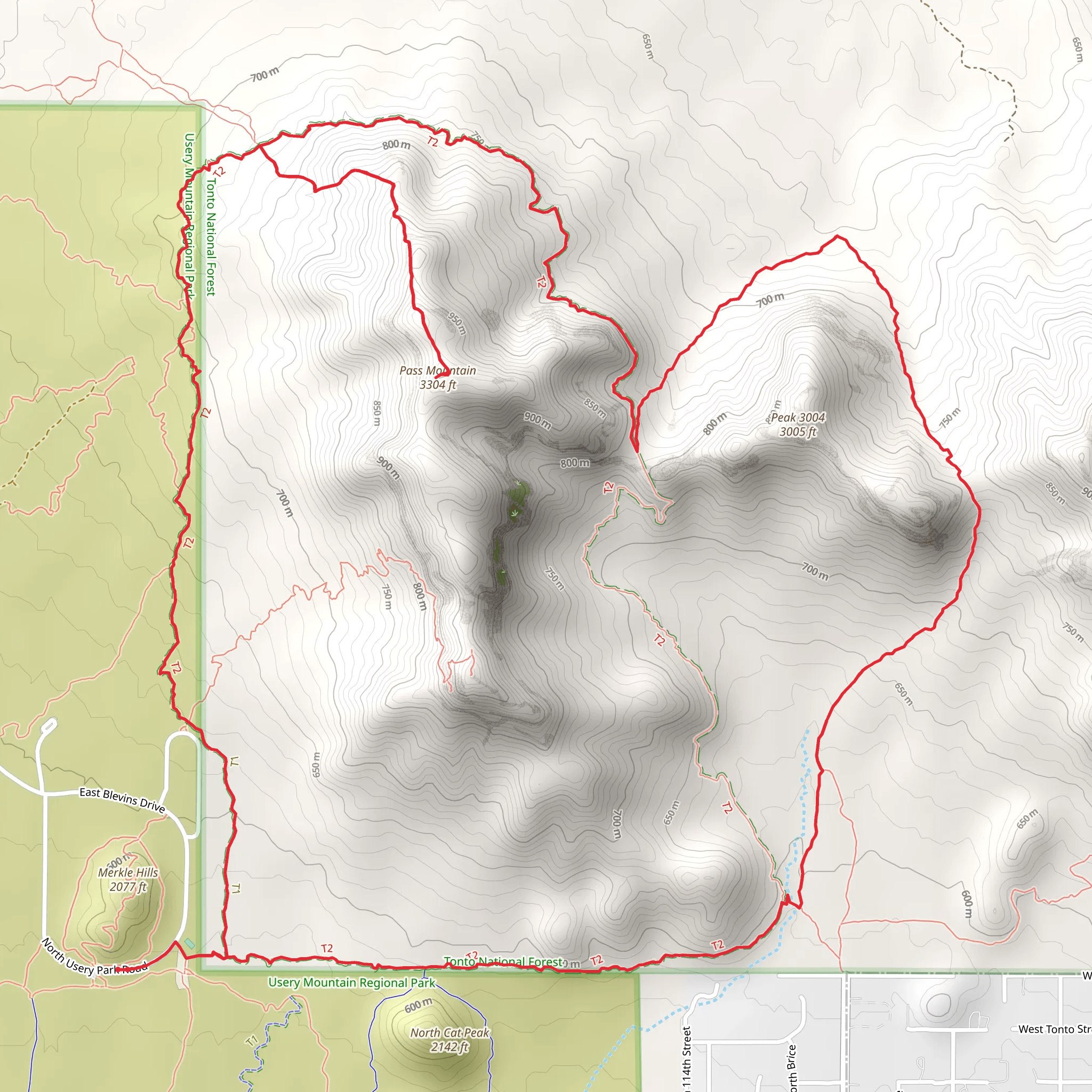 Pass Mountain Loop via Maricopa Trail mobile static map