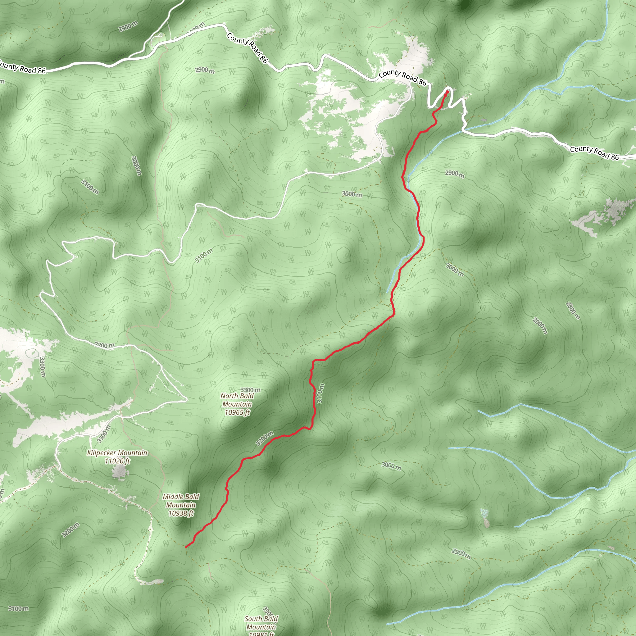 Middle Bald Mountain via North Lone Pine Trail mobile static map