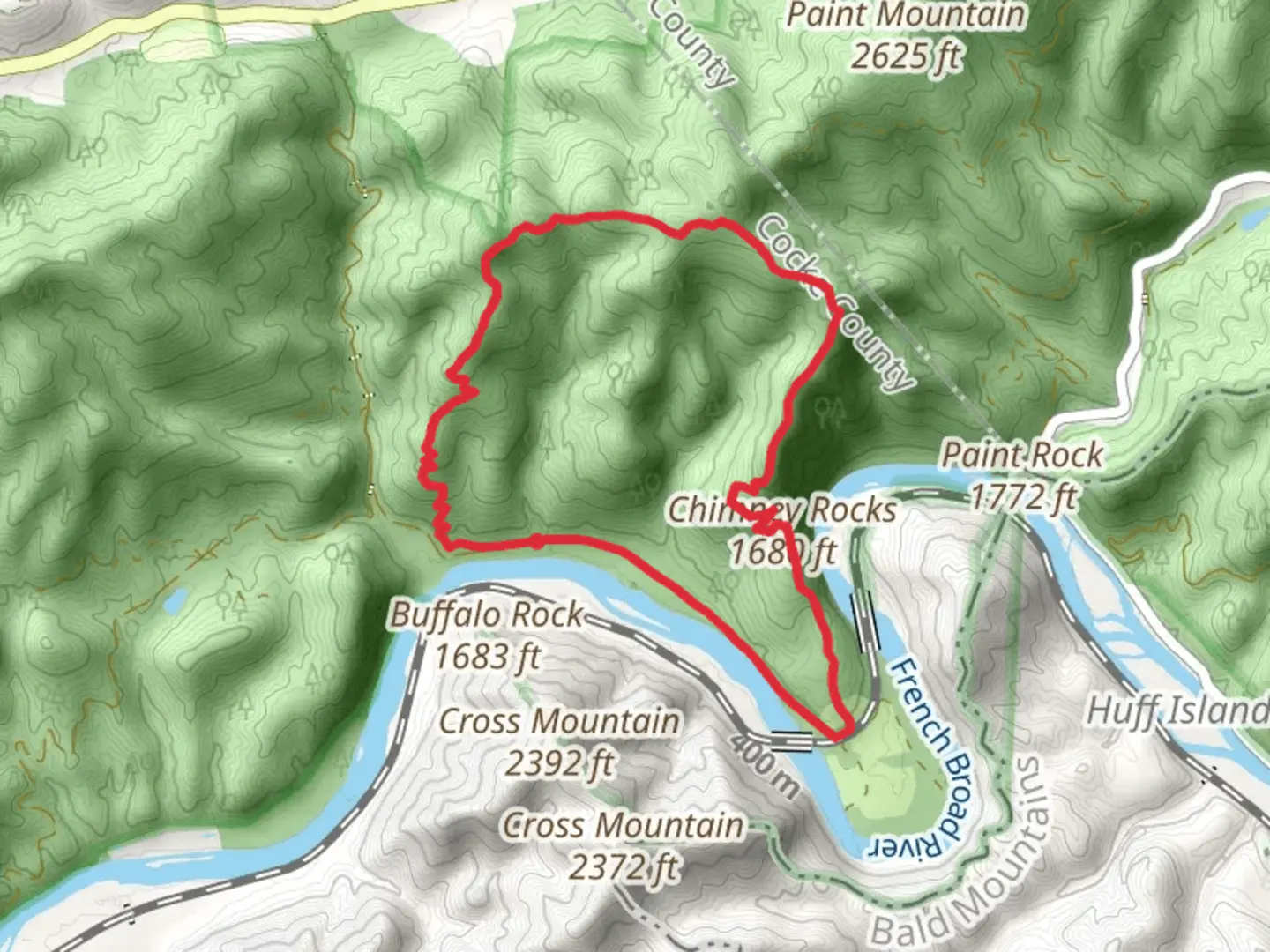 An image depicting the trail Paint Mountain and Chimney Rocks Loop Trail and its surrounding area.