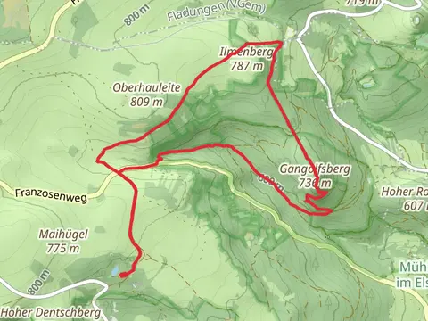 Gangolfsberg via Heidelsteinweg and Extratour Hochrhoentour
