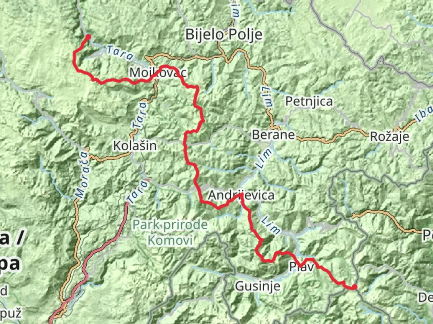An image depicting the trail Via Dinarica Montenegro and its surrounding area.