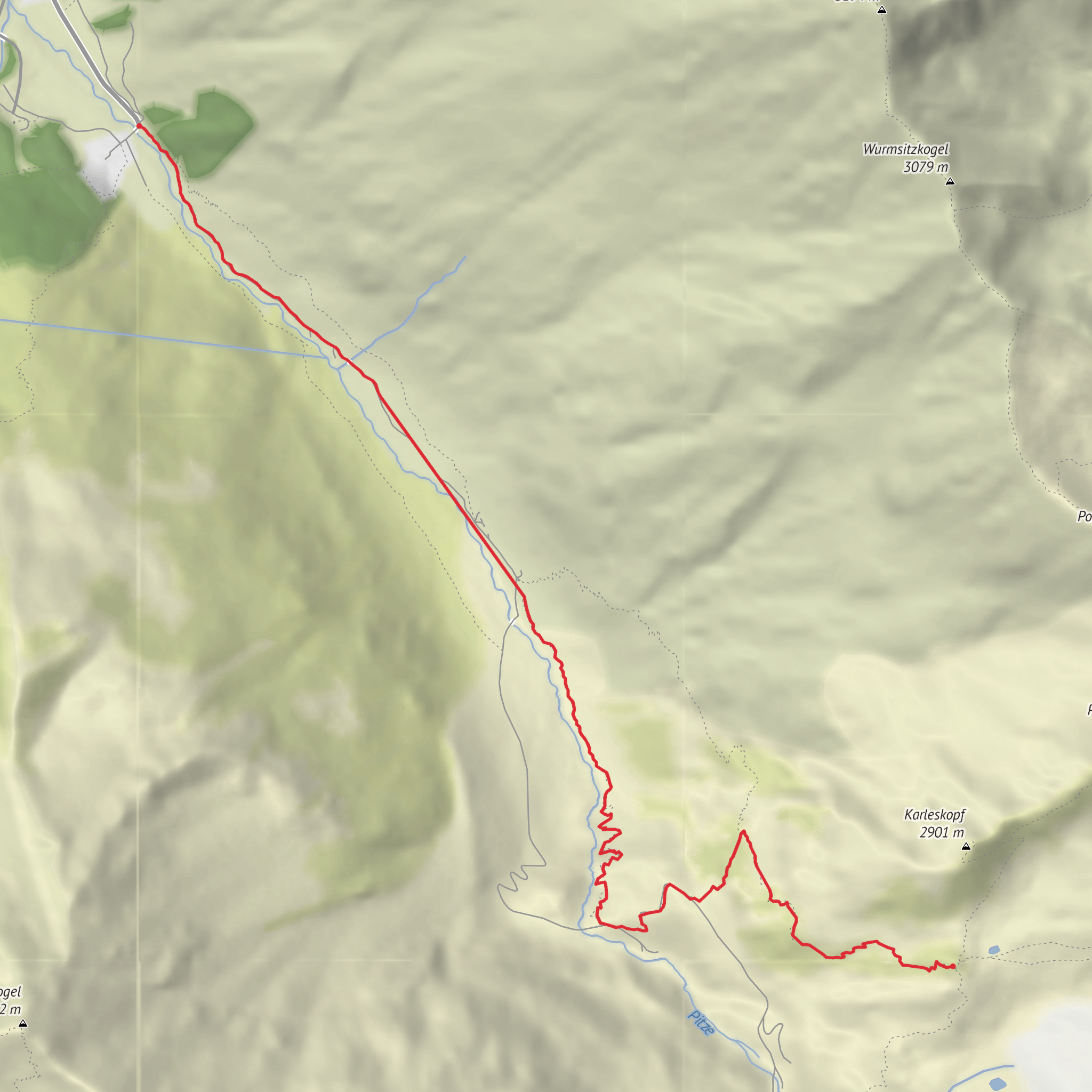 Mittelberg to Braunschiveiger Hut mobile static map