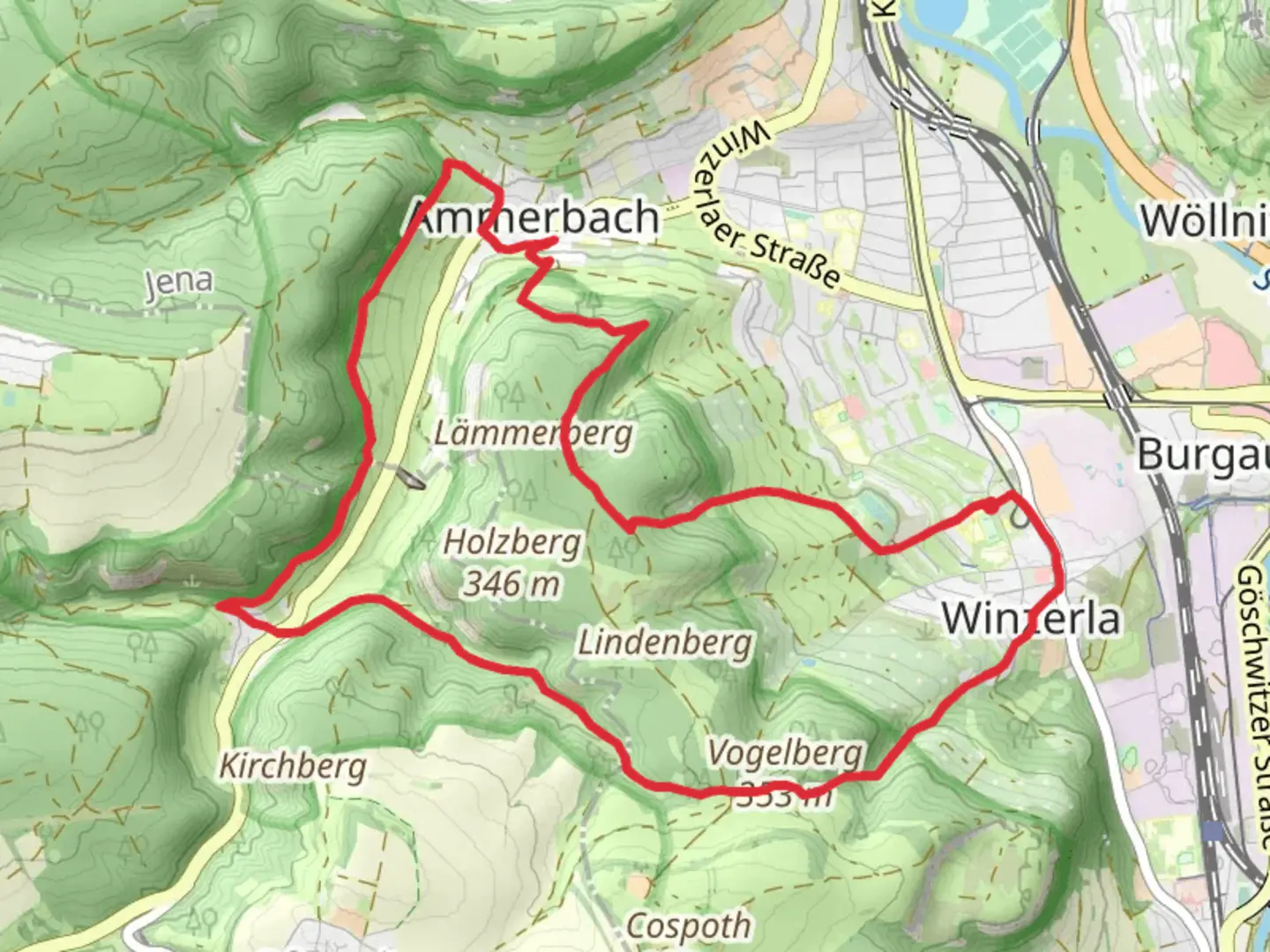 An image depicting the trail SaaleHorizontale Loop and its surrounding area.