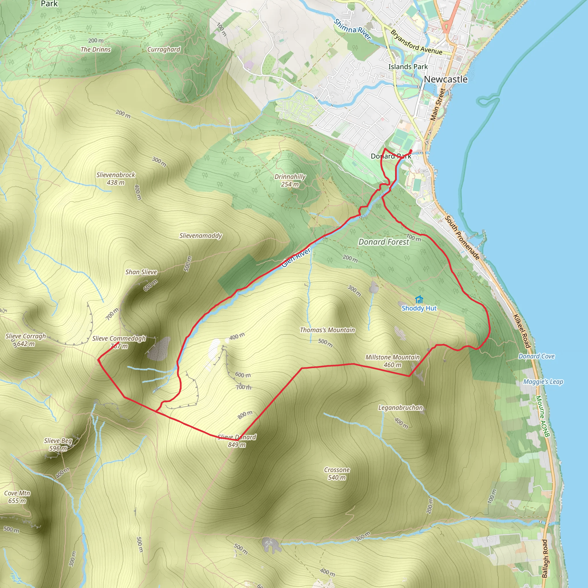 Slieve Donard from Newcastle mobile static map