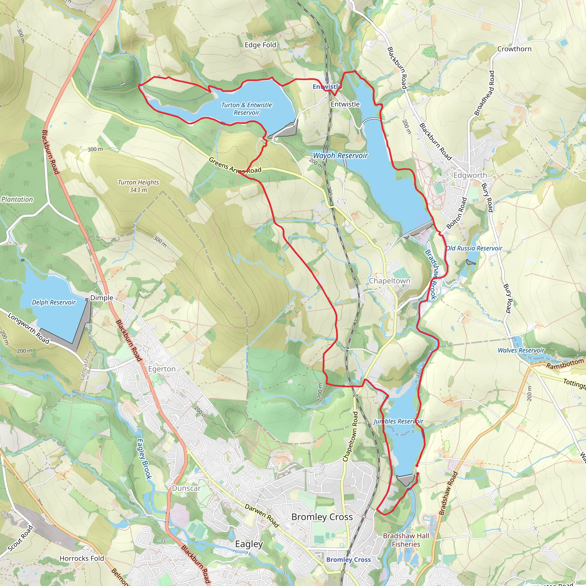 Turton and Entwistle and Wayoh Resrs from Jumbles mobile static map