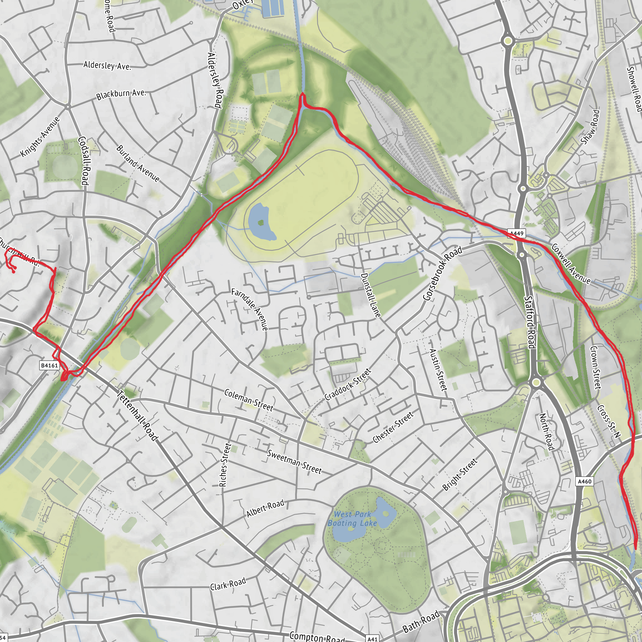 21 Locks, Tettenhall to Wolverhampton Return mobile static map