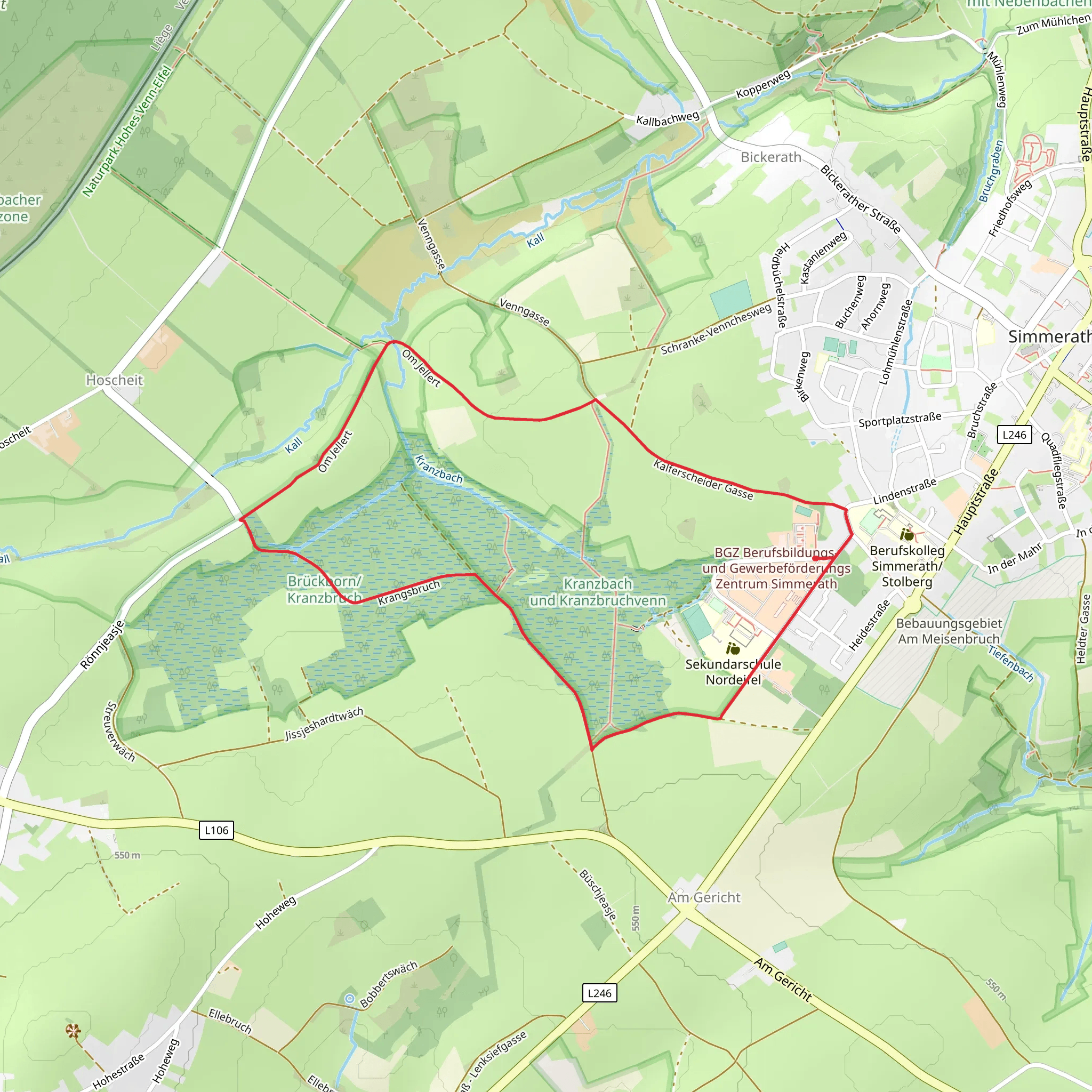 Kranzbach and Kranzbruchvenn Loop via Dorfrundgang Simmerath mobile static map