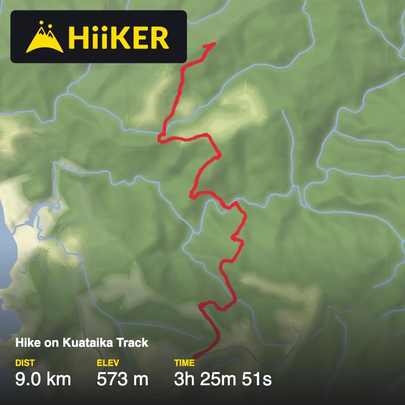 A map preview of the recording Hike on Kuataika Track.