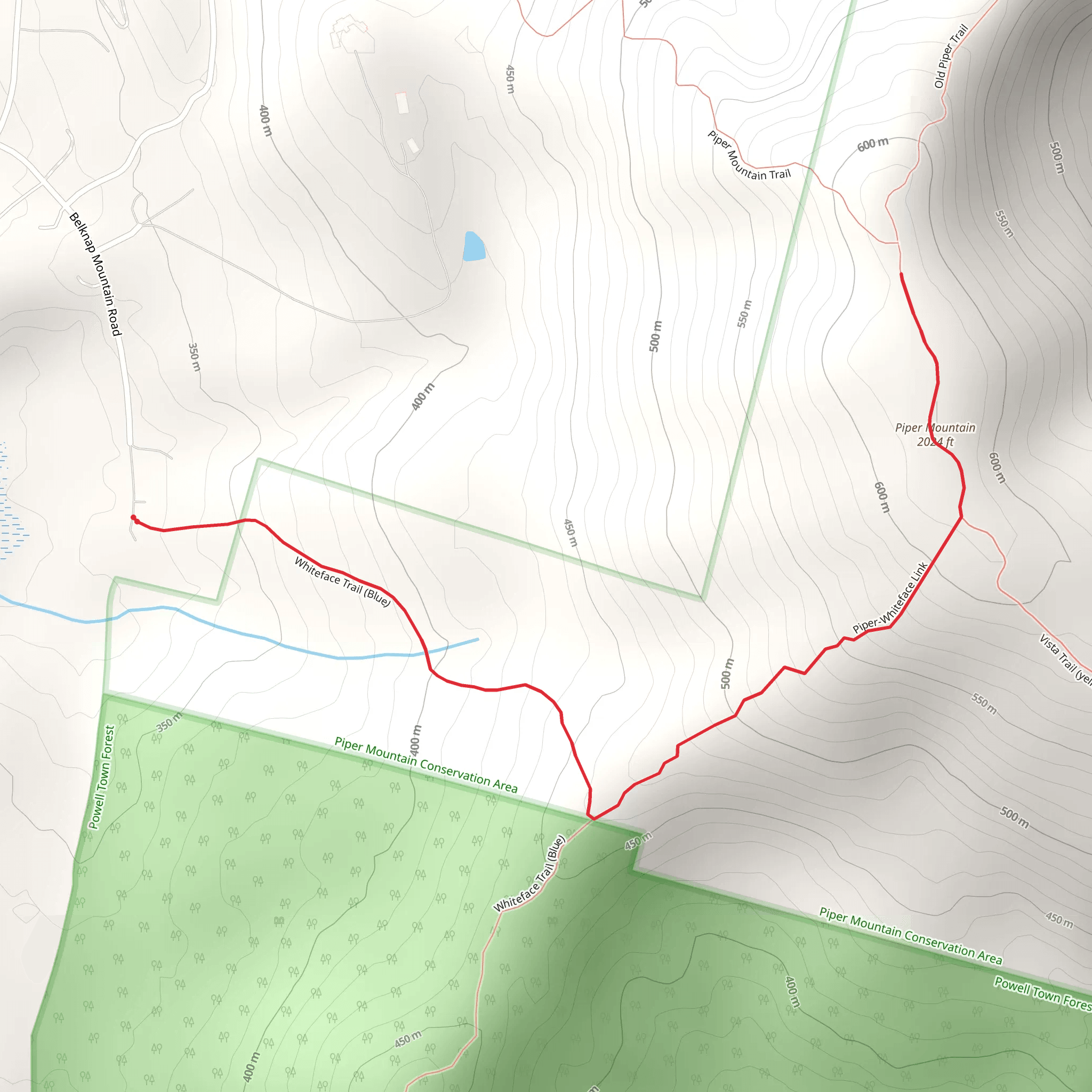 Piper Mountain via Whiteface Trail mobile static map