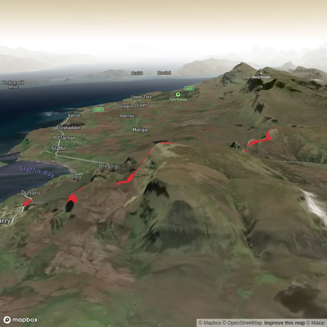 An image depicting the trail Isle of Skye - quiraing loop and its surrounding area.