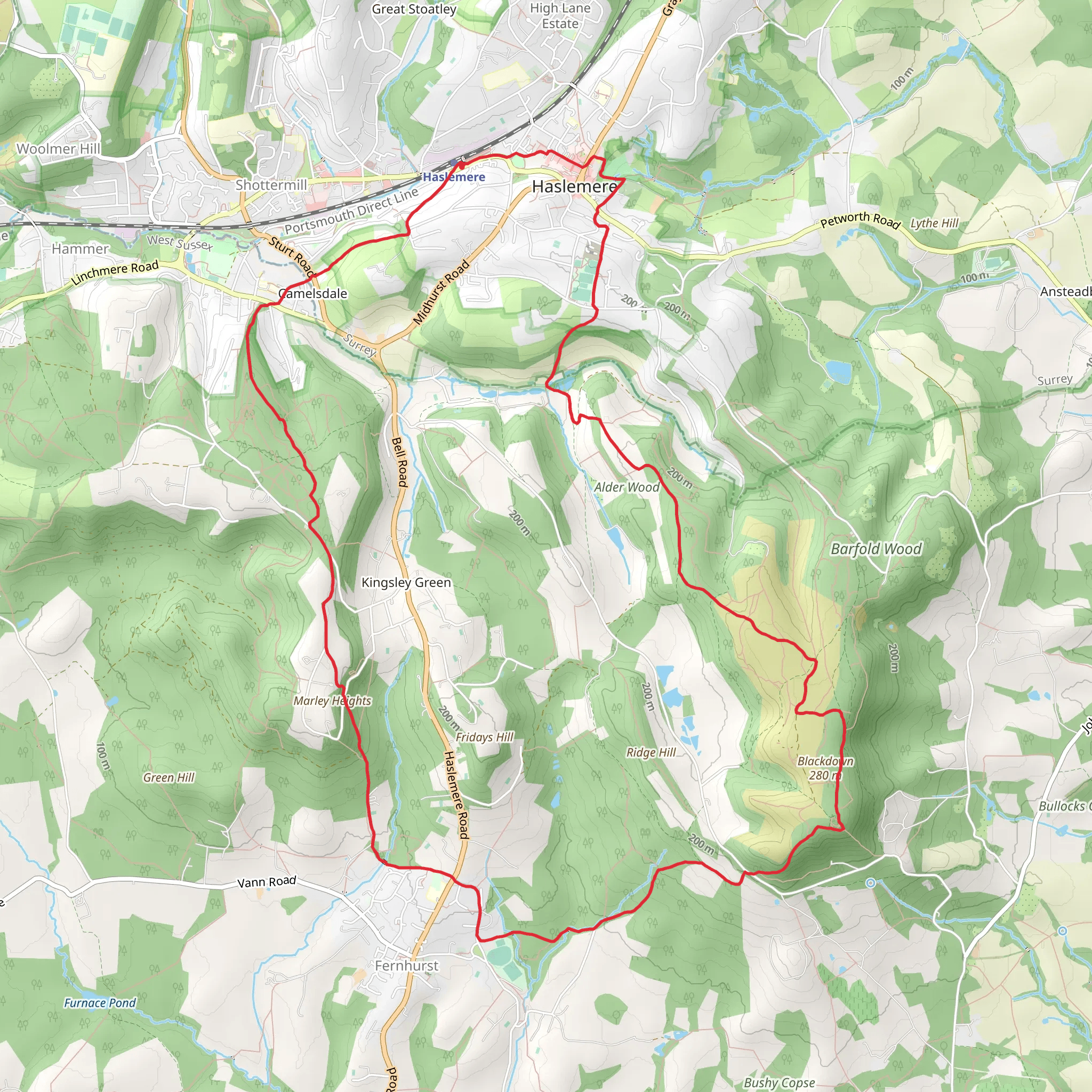 Haslemere and fernhurst circular mobile static map