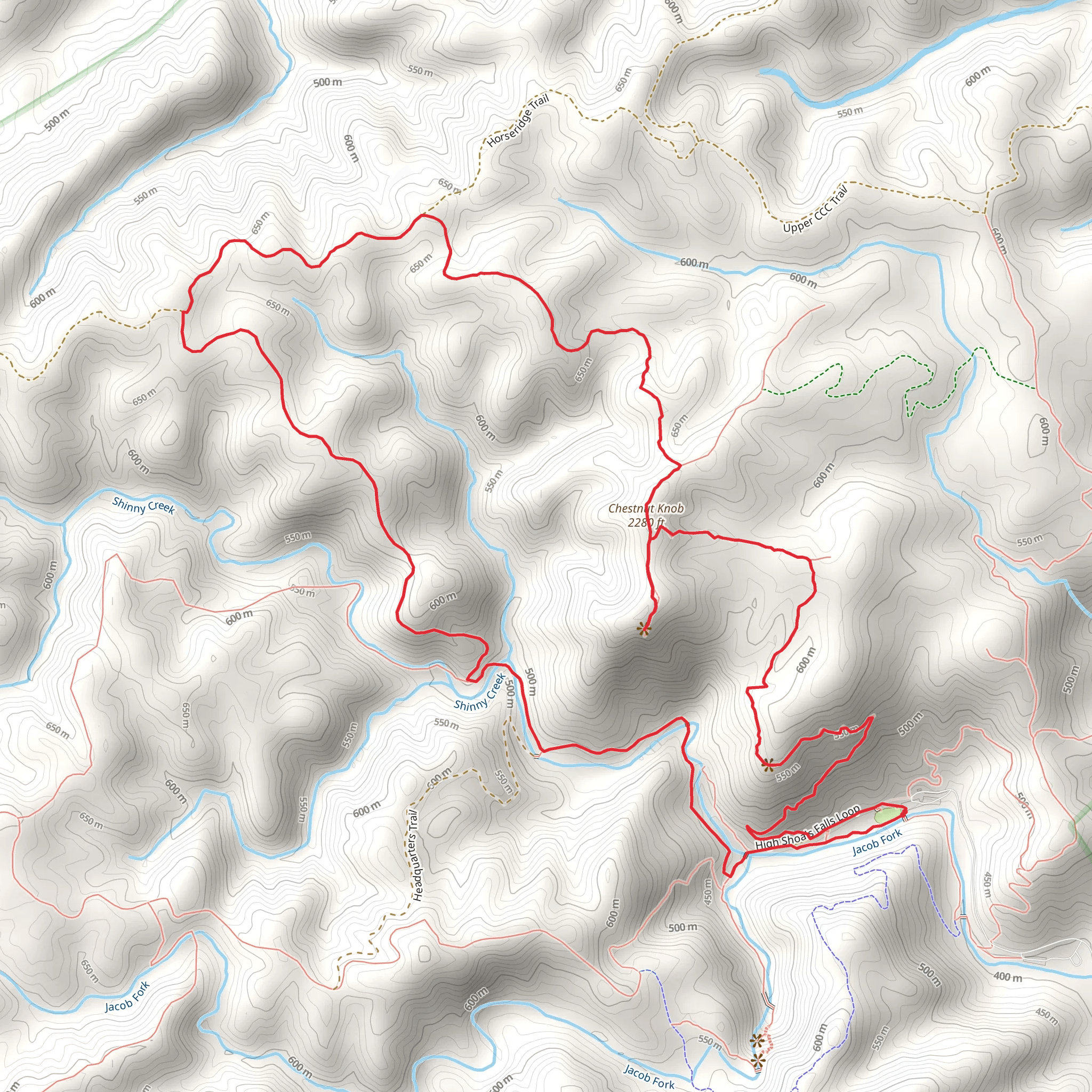 Chestnut Knob and Possum Loop Trail mobile static map