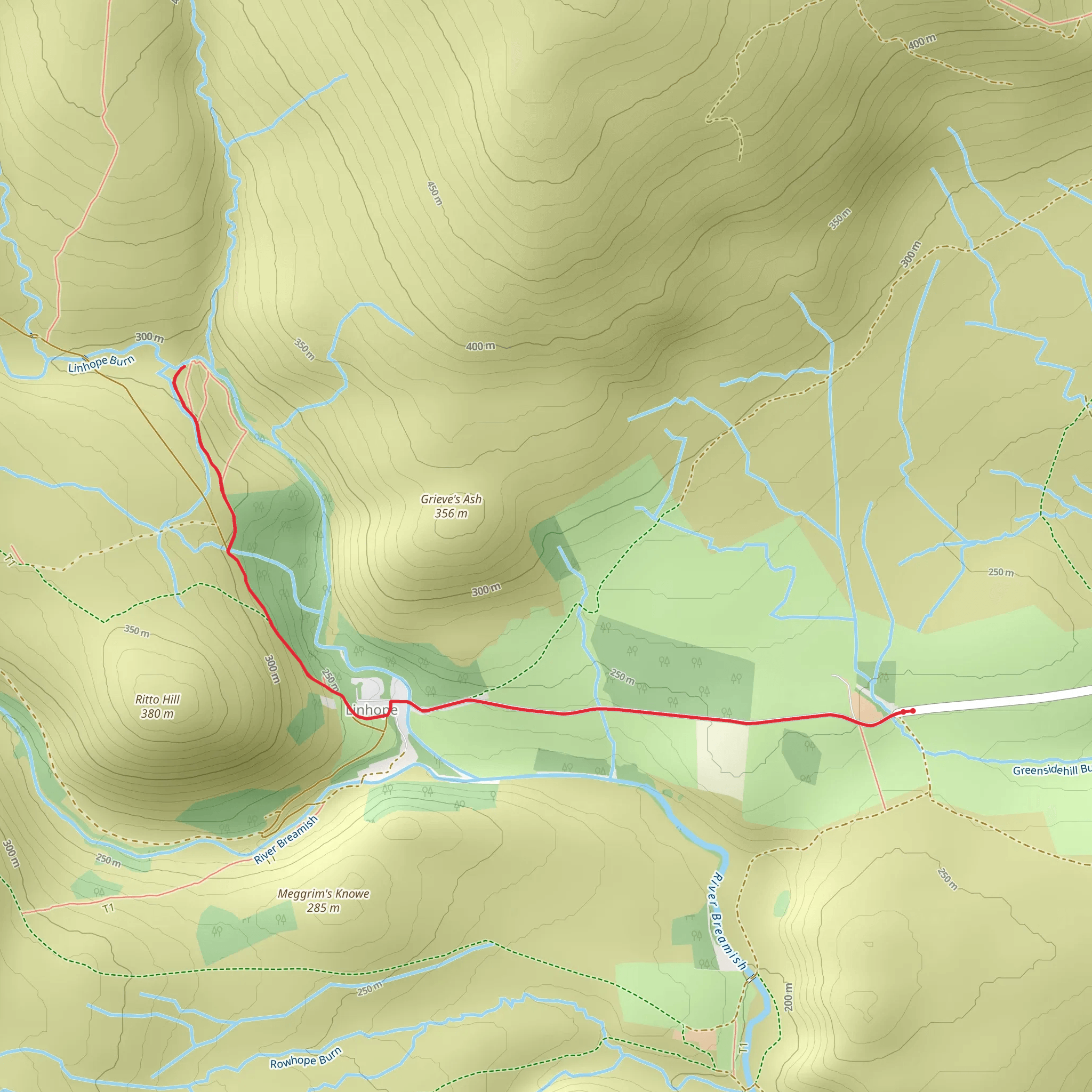 Linhope Spout Waterfall Walk mobile static map
