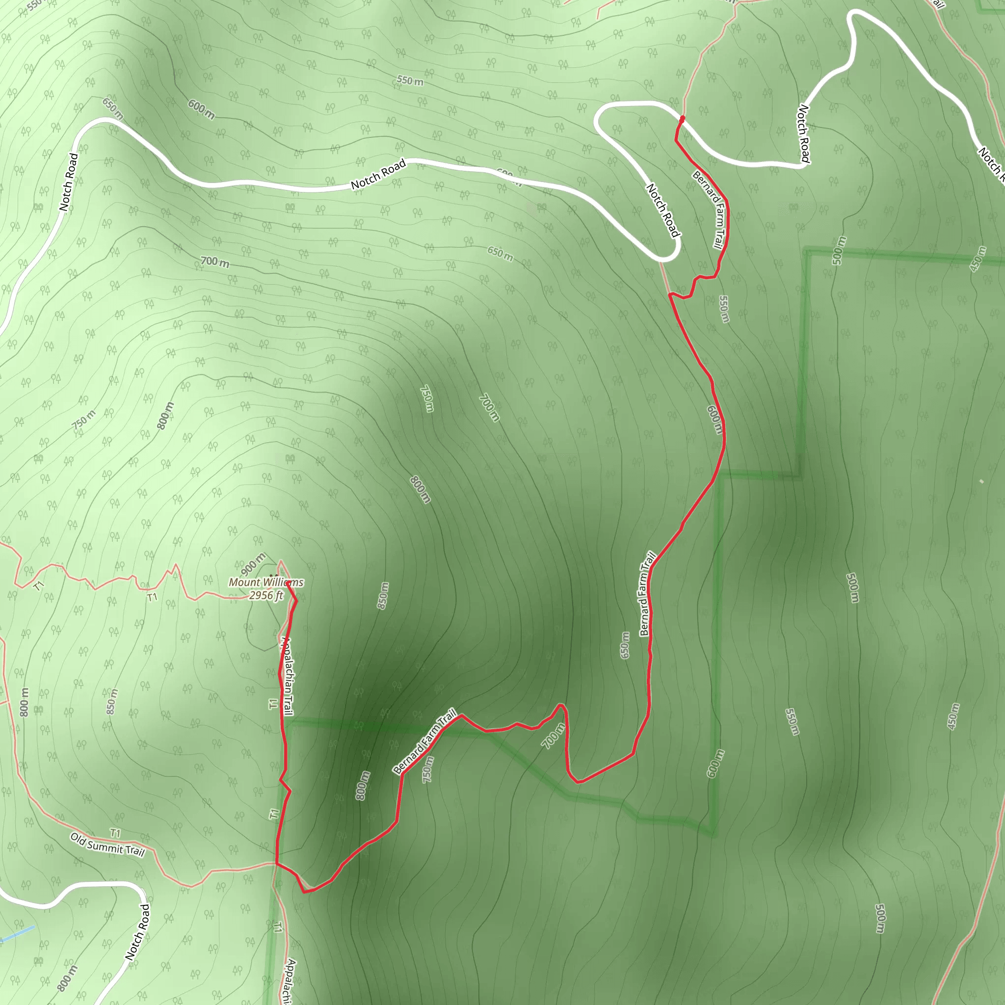 Mount Williams via Thoreau's Footsteps mobile static map