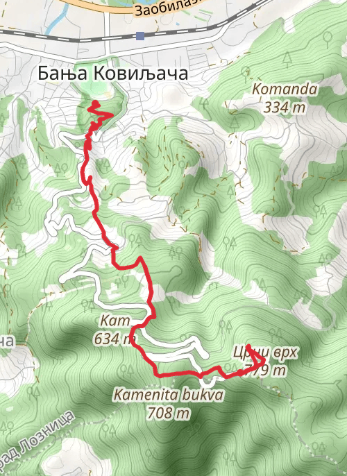 Hike on Banja Koviljača - Gučevo1 mobile static map