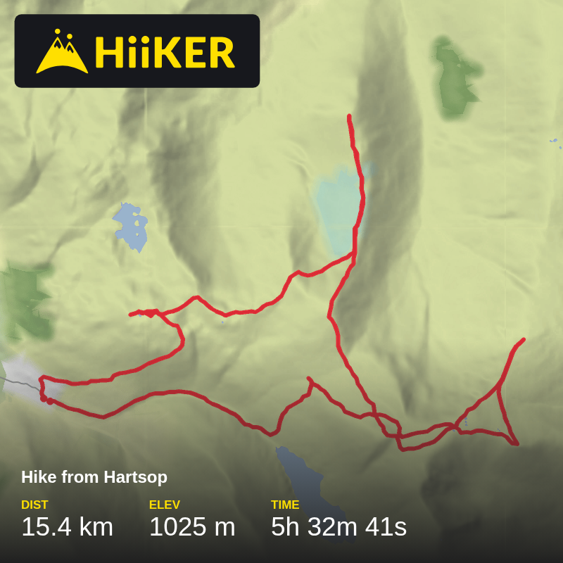 A map preview of the recording Hike from Hartsop.