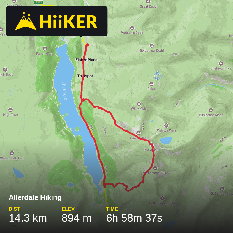 A map preview of the recording Allerdale Hiking.