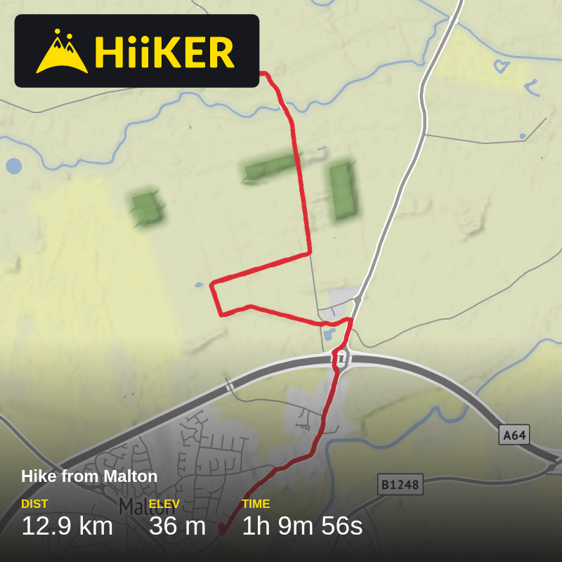 A map preview of the recording Hike from Malton.