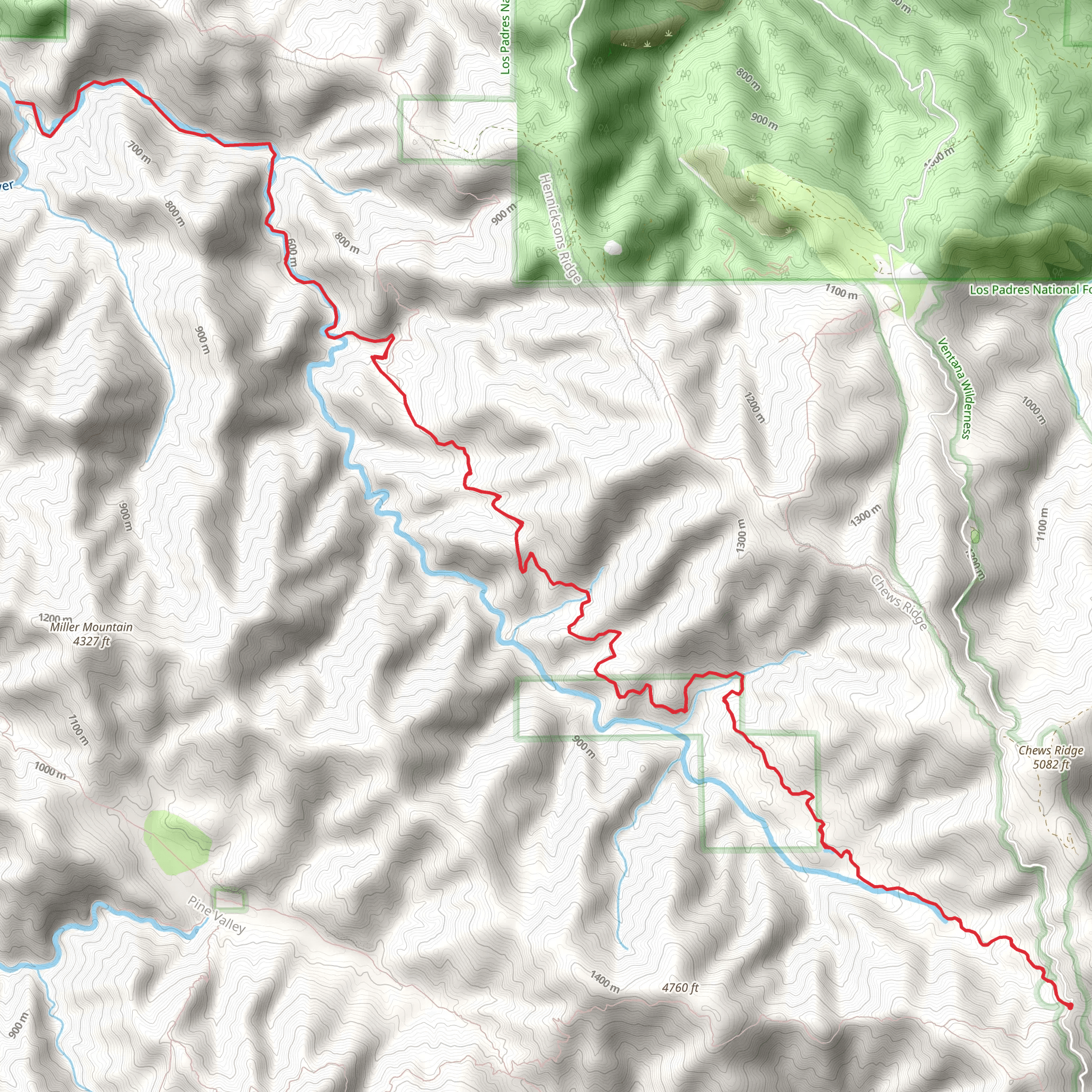Miller Canyon Trail mobile static map
