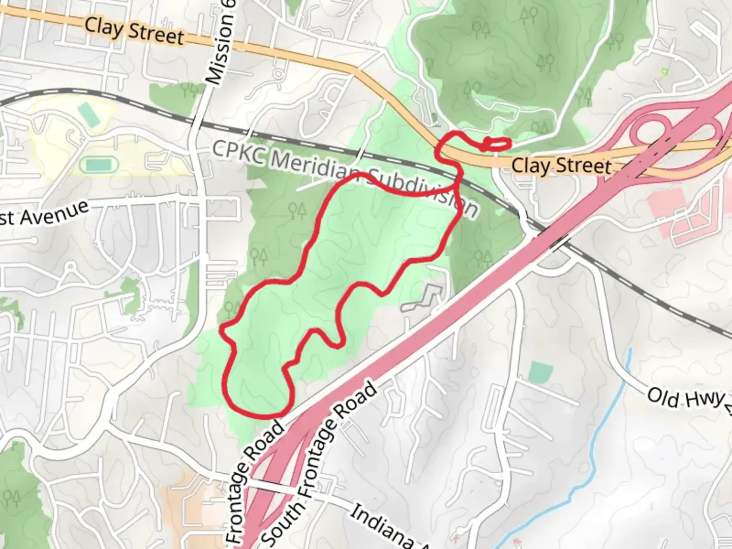 An image depicting the trail Confederate Avenue and Union Avenue Loop and its surrounding area.