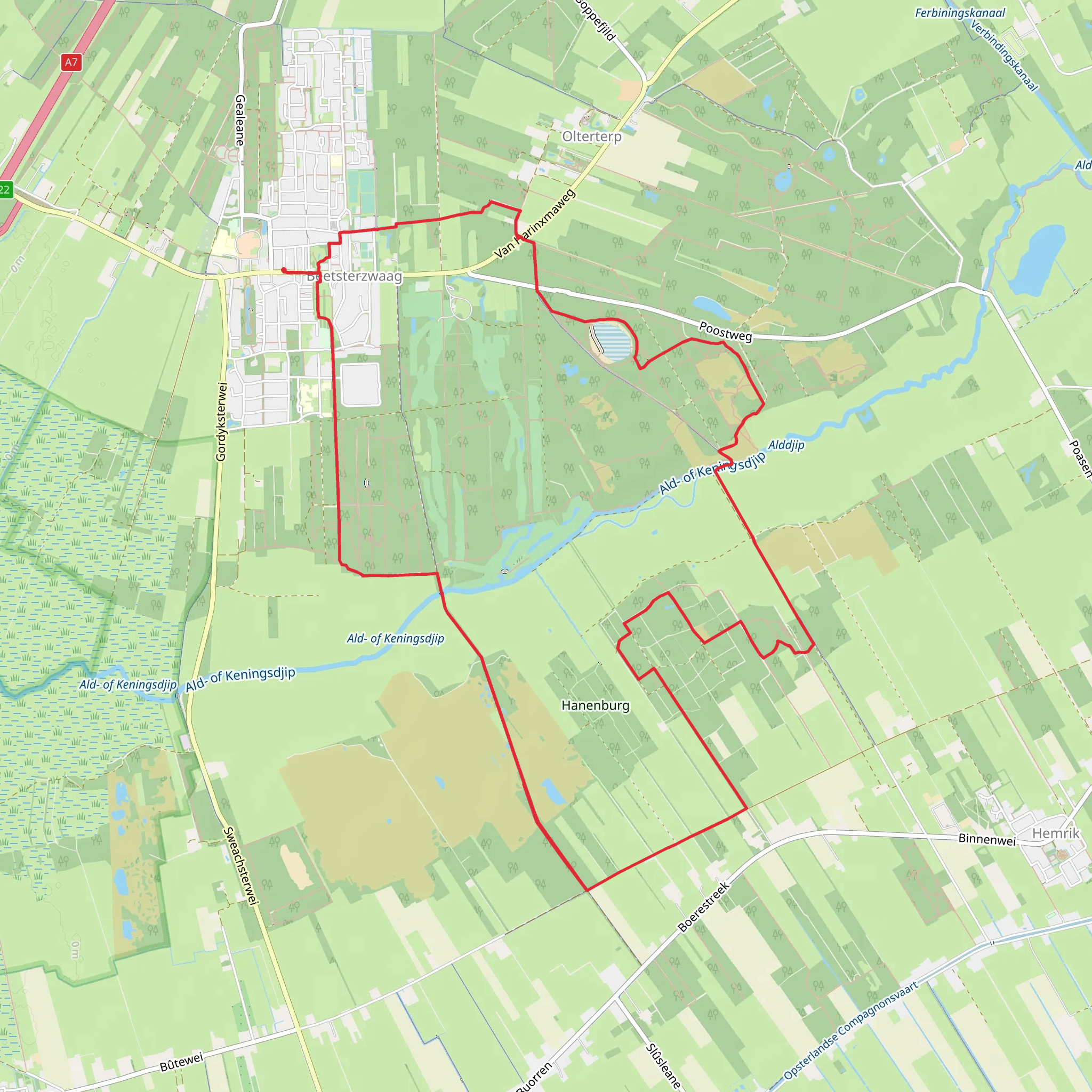 Himrikerpad, Ald Hearrewei and freutesingel Loop mobile static map