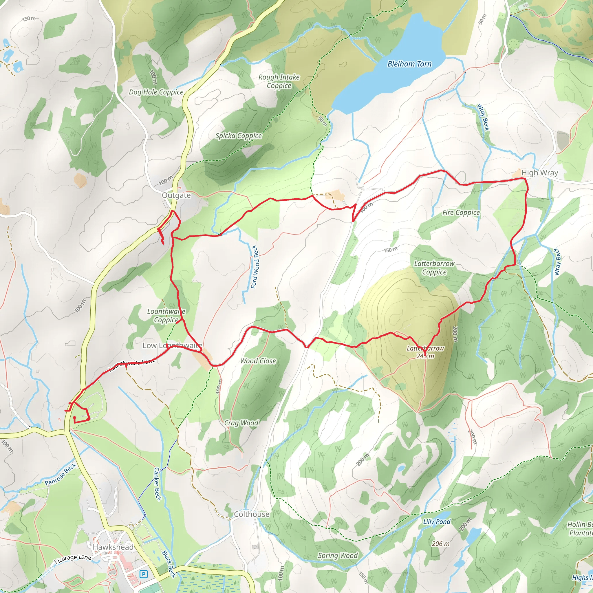 Hawshead Latter Barrow Loop mobile static map