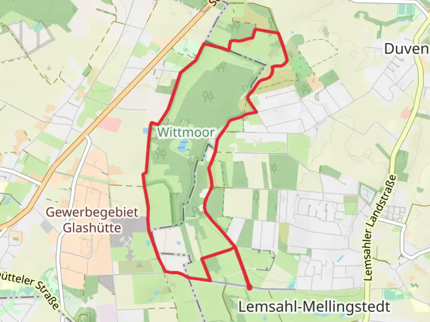 An image depicting the trail NSG Wittmoor Loop and its surrounding area.