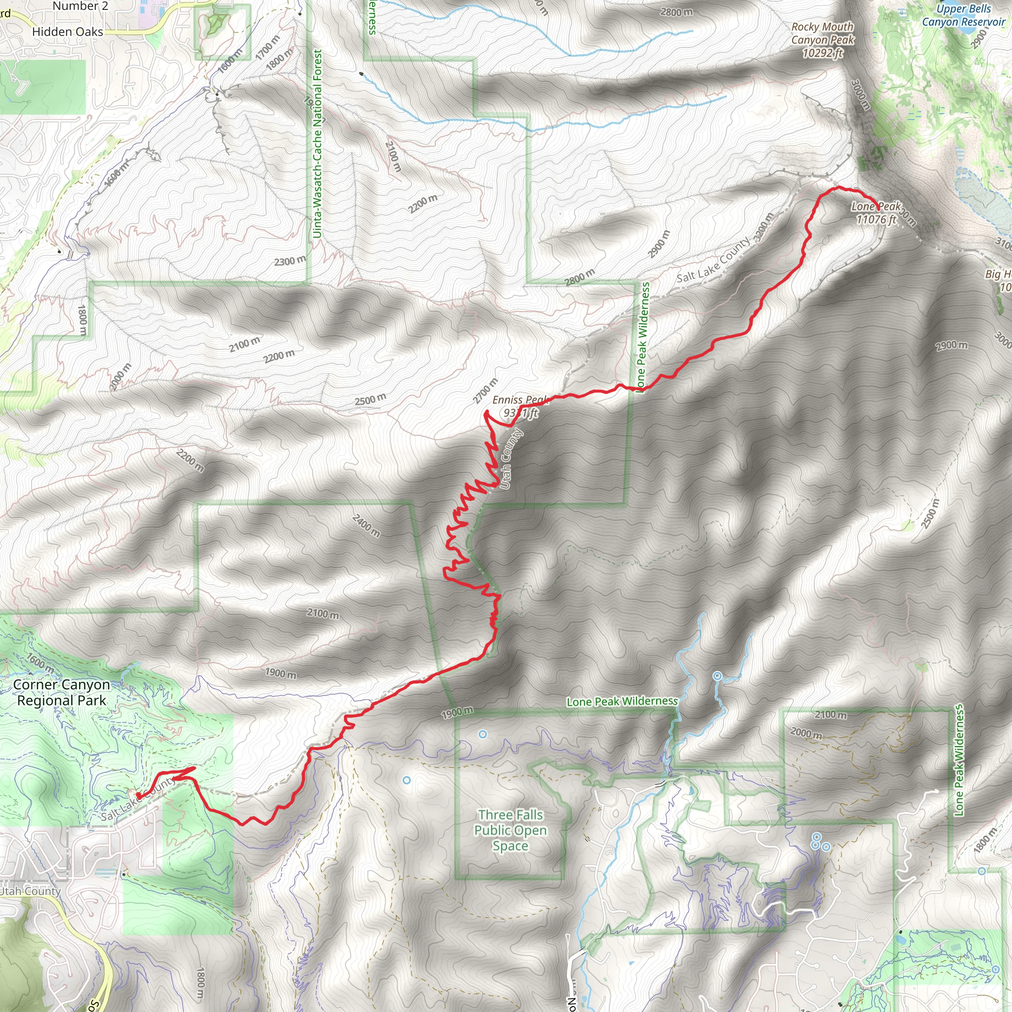 Enniss Peak and Lone Peak via Jacobs Ladder mobile static map