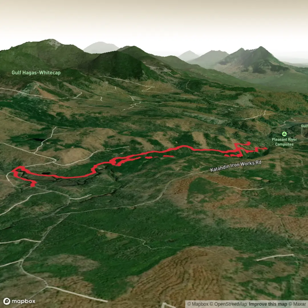 An image depicting the trail Stair Falls, Billings Falls, Buttermilk Falls, Screw Auger Falls via Rim Trail and Pleasant River Tote Road and its surrounding area.