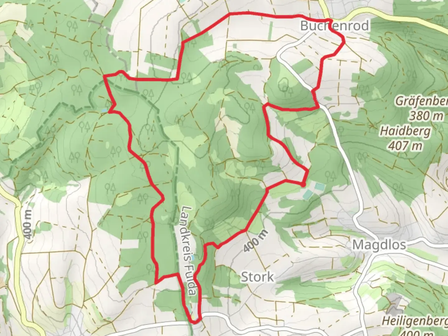 An image depicting the trail Magdlos Loop and its surrounding area.