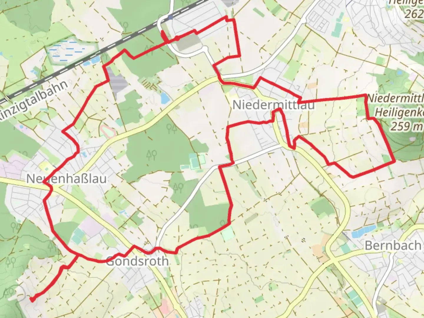 An image depicting the trail Niedermittlau Loop via Gondsrother Hutte and its surrounding area.