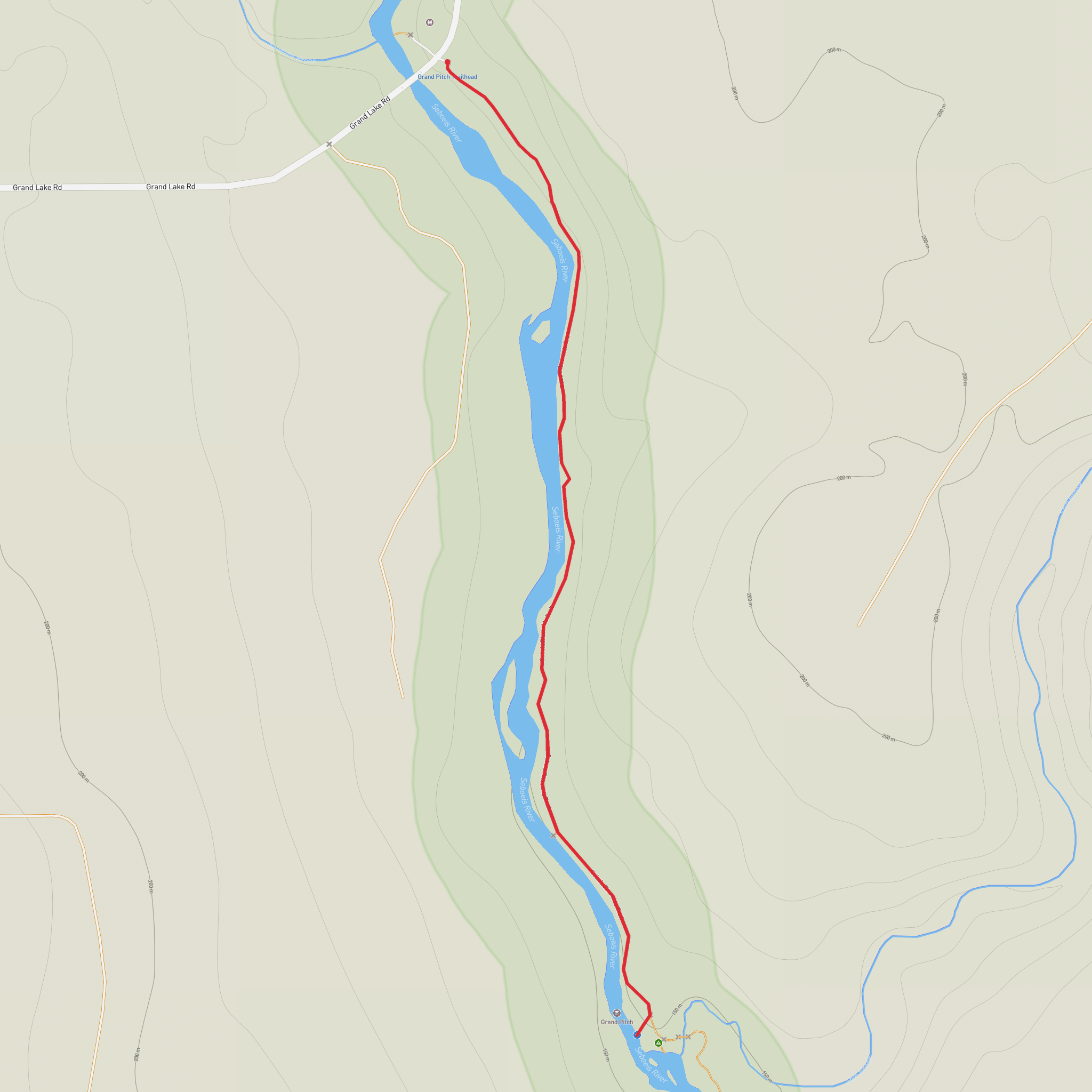 Grand Pitch Waterfall via Sebois Riverside Trail mobile static map