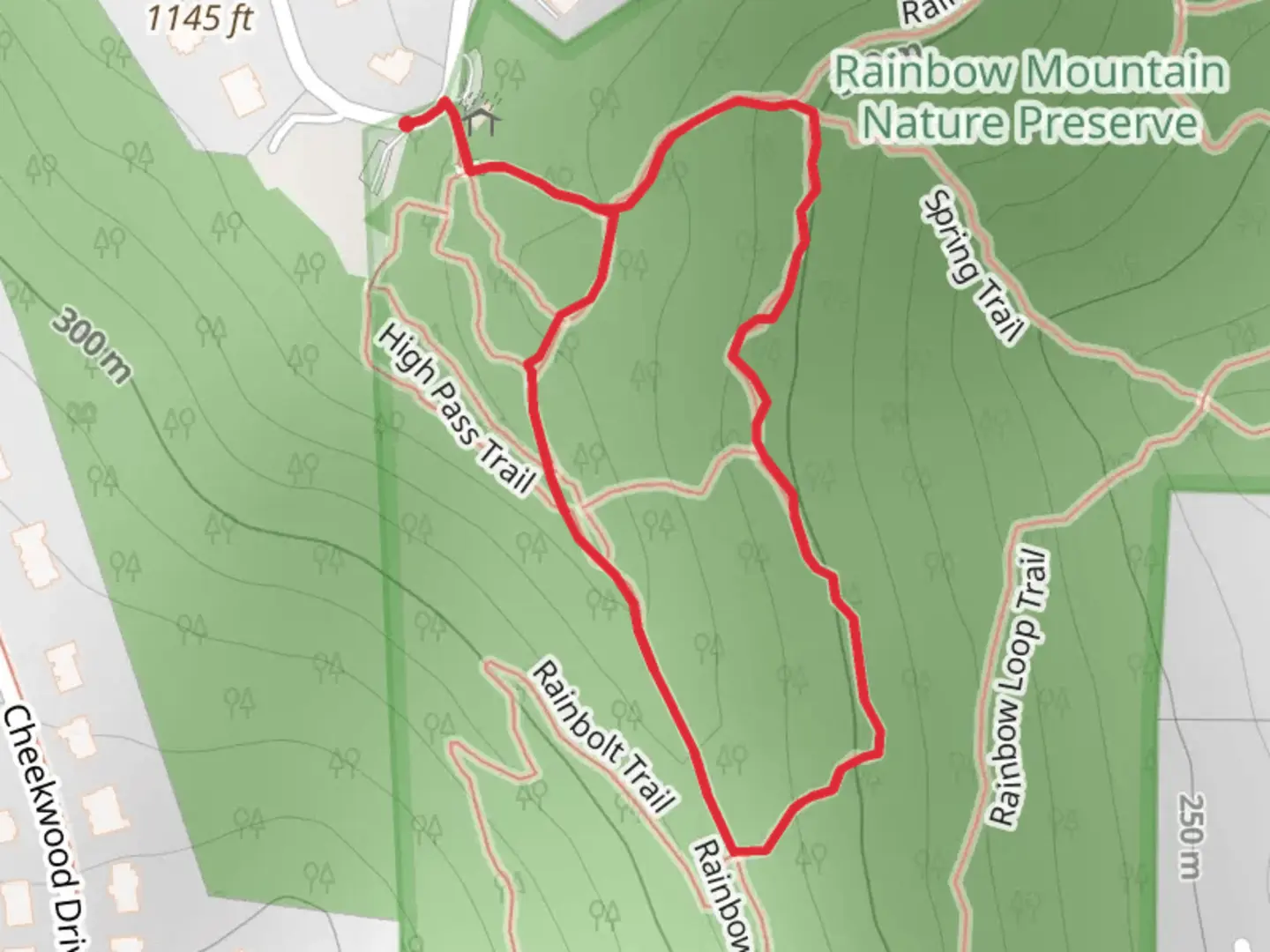 An image depicting the trail Rainbow and Jake's Loop Trail and its surrounding area.