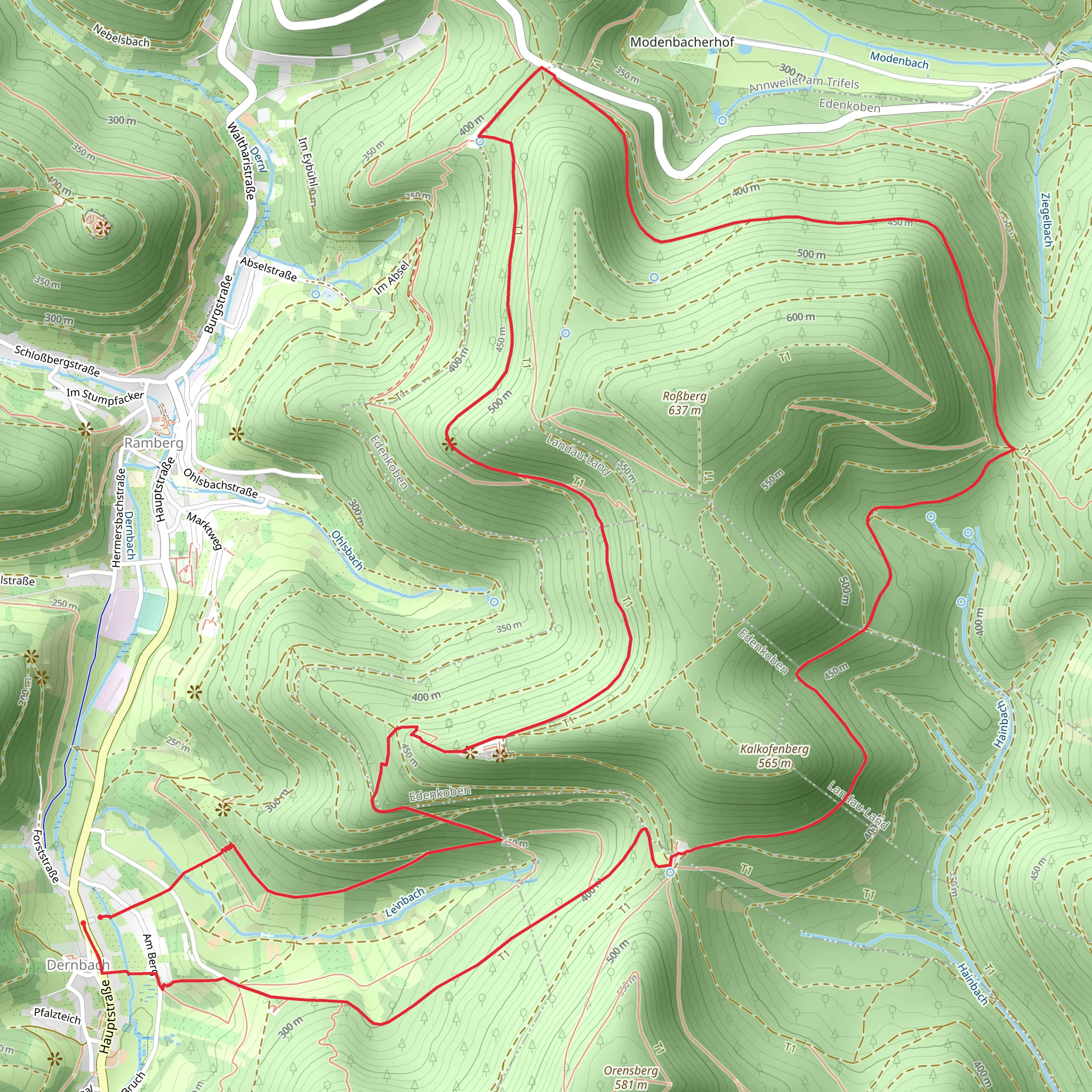 Kalkofenberg, Dreimärker Hütte and Ruine Neuscharfeneck Loop mobile static map