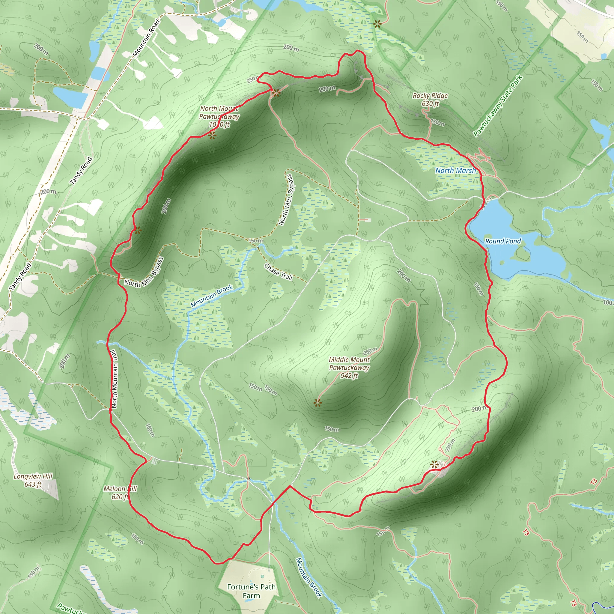 North Mount Pawtuckaway and South Mount Pawtuckaway Loop via South Ridge Trail mobile static map