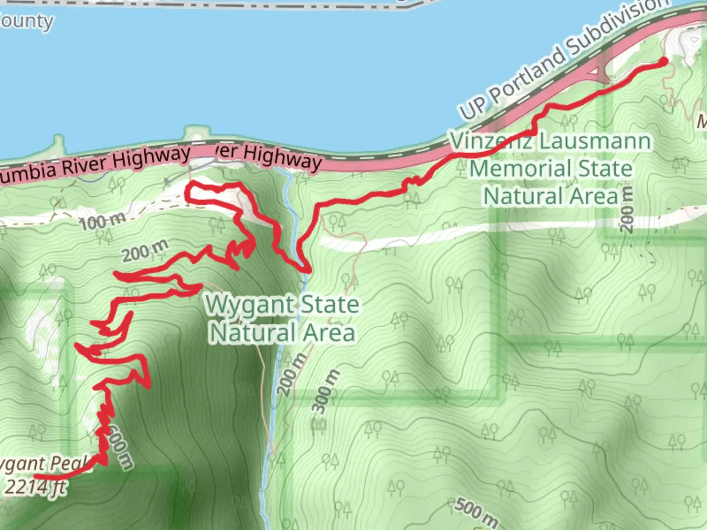 An image depicting the trail Wygant Peak via Wygant Trail and its surrounding area.