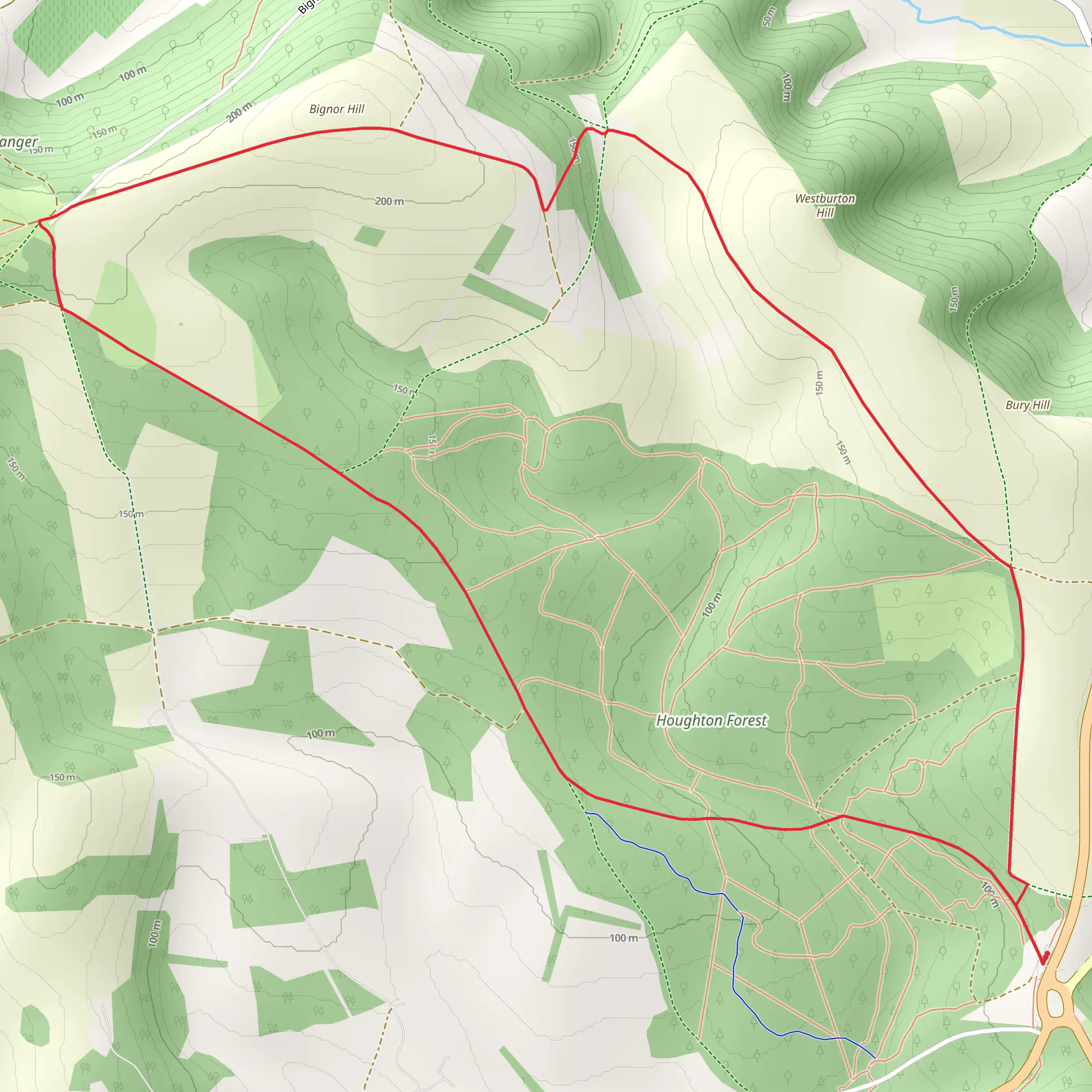 Houghton Forest and Left Hanger mobile static map