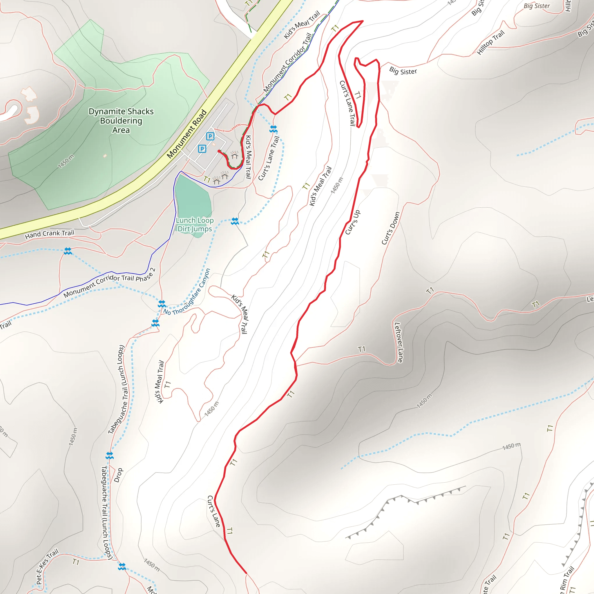 Curt's Up and Curt's Lane Trail mobile static map
