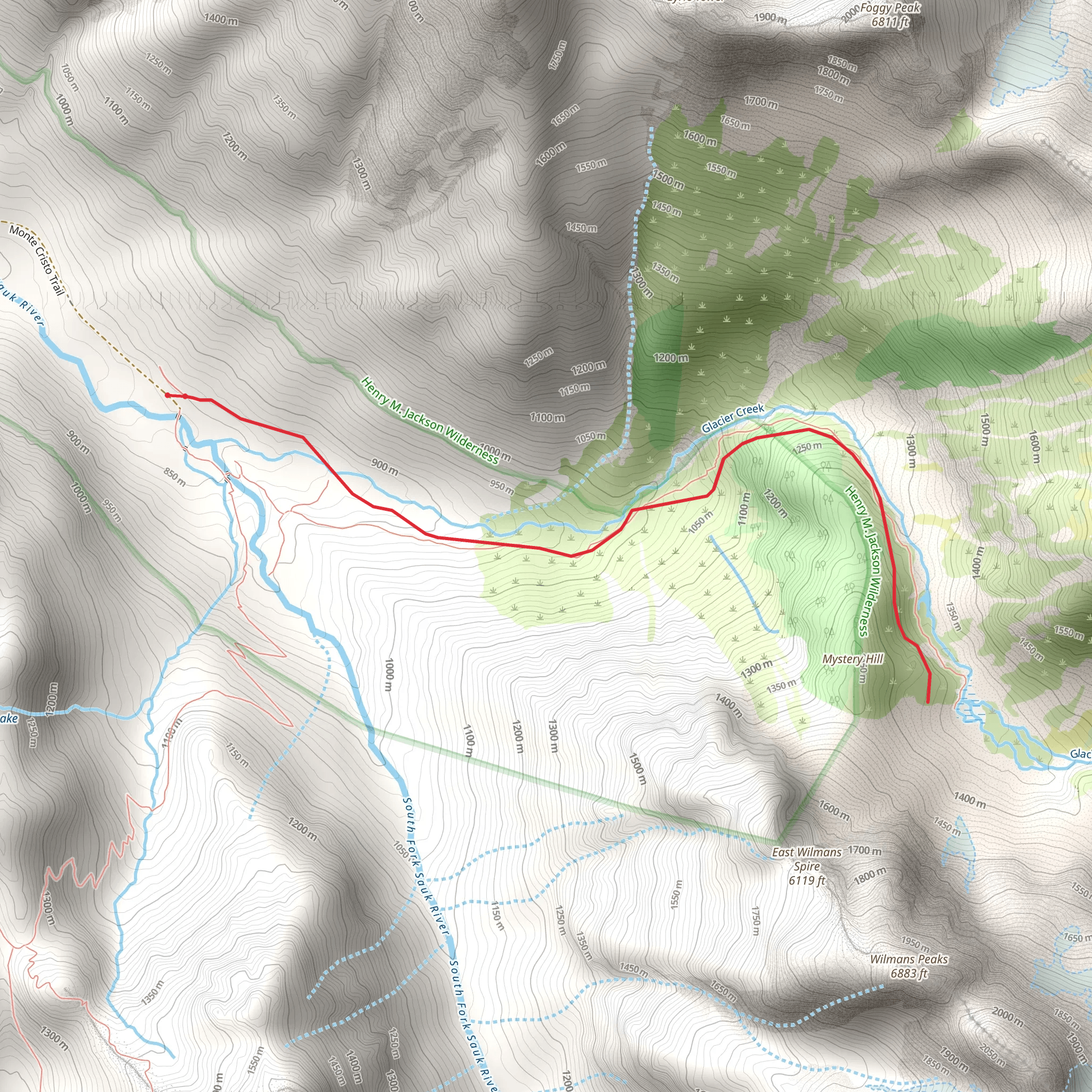 Glacier Basin Trail mobile static map